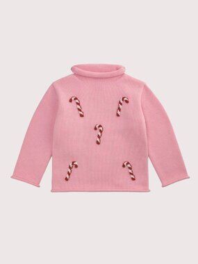 Mud Pie Pink Candy Cane Cotton Knit Sweater 2T-3T